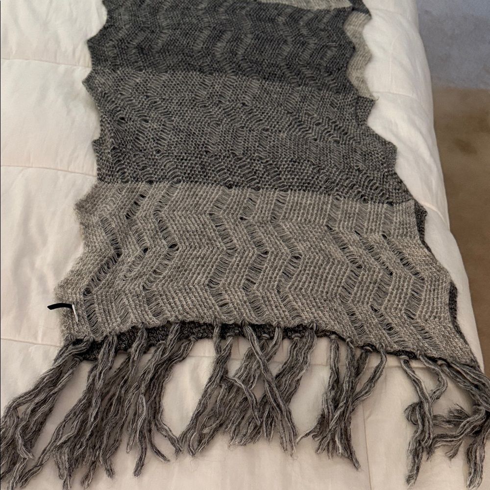 Talbots Dark and Light Gray Chevron Scarf